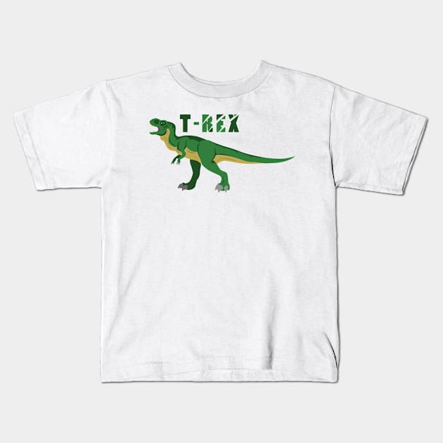 Green T-rex Kids T-Shirt by SakuraDragon